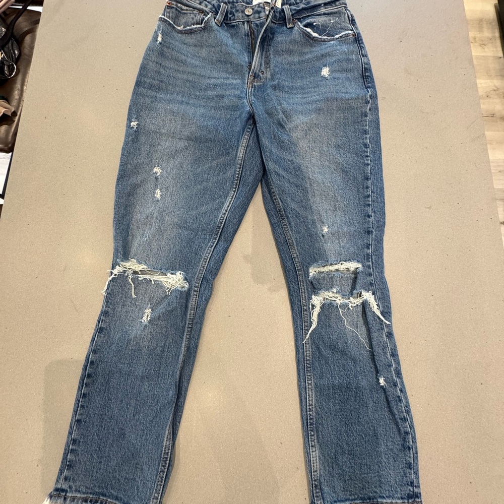 Distressed Blue Jeans